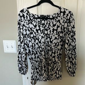 Halogen Black and White Blouse NWT